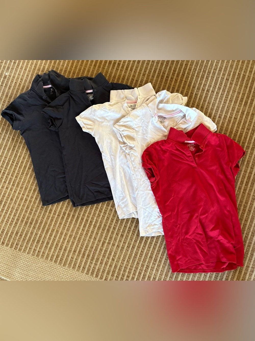 Izod Girls Polo Shirt Lot - Black, White, Red